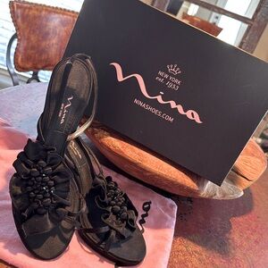 Nina Black Luster Sandals